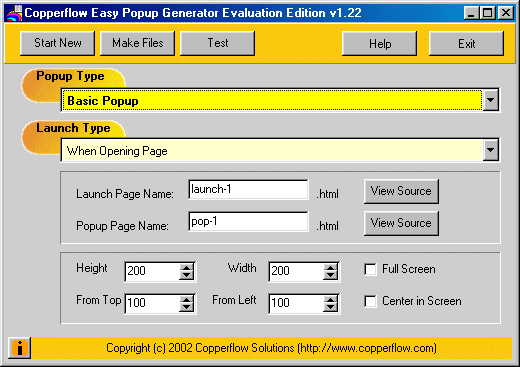 Copperflow Easy Popup Generator Screenshot